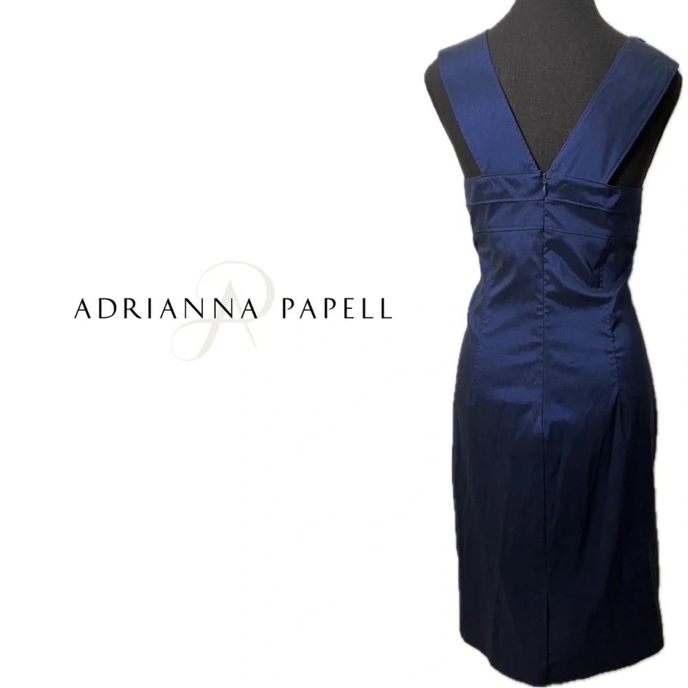 Adrianna Papell Blue Embellished Jeweled Gem Beaded Halter Cocktail Party dress - Picture 2 of 12